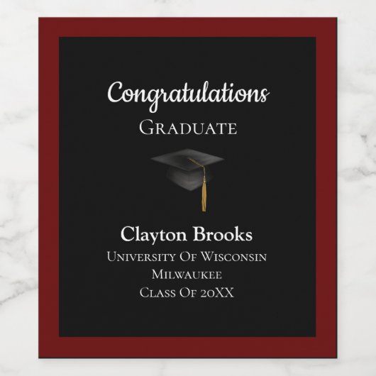 Gefeliciteerd Afstuderen met Pet Wijnlabel Wijn Etiket (Enkel label)