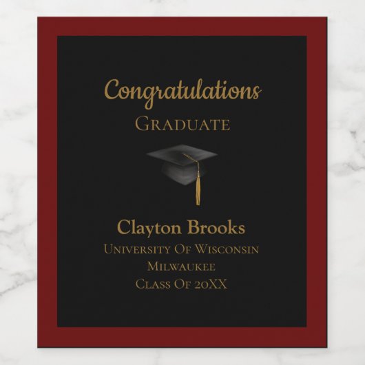 Gefeliciteerd Afstuderen met Pet Wijnlabel Wijn Etiket (Enkel label)