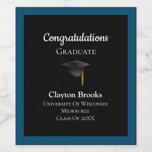 Gefeliciteerd Afstuderen met Pet Wijnlabel Wijn Etiket (Enkel label)