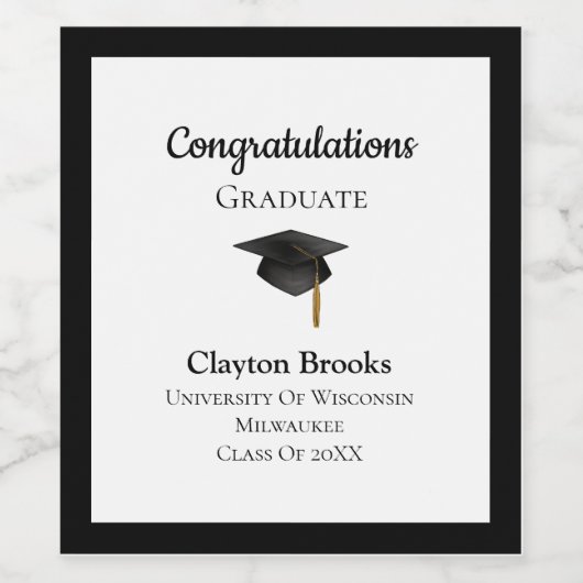 Gefeliciteerd Afstuderen met Pet Wijnlabel Wijn Etiket (Enkel label)