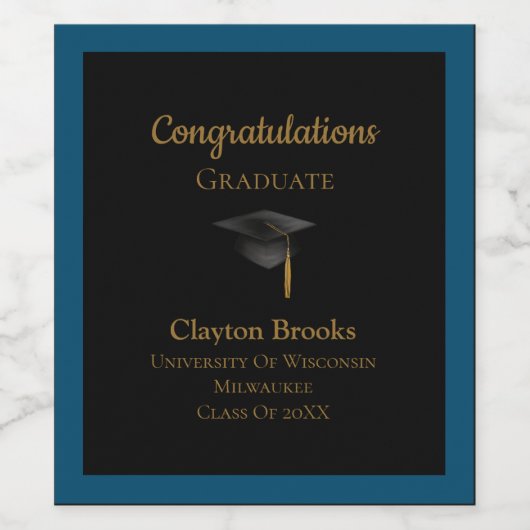 Gefeliciteerd Afstuderen met Pet Wijnlabel Wijn Etiket (Enkel label)