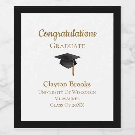 Gefeliciteerd Afstuderen met Pet Wijnlabel Wijn Etiket (Enkel label)