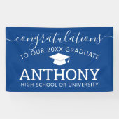 Gefeliciteerd Afstuderen modern blauw virtueel Spandoek (Horizontaal)