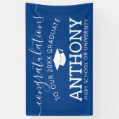 Gefeliciteerd Afstuderen modern blauw virtueel Spandoek (Verticaal)