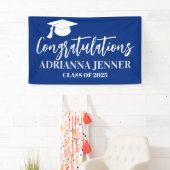 Gefeliciteerd Afstuderen Modern Script Blue Spandoek (Insitu)