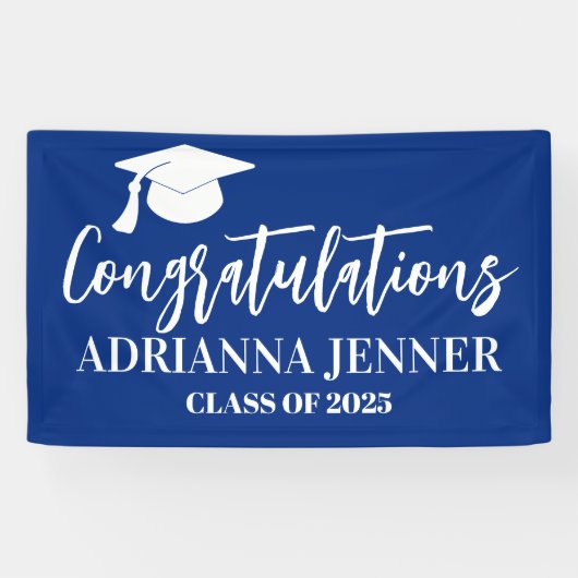 Gefeliciteerd Afstuderen Modern Script Blue Spandoek (Horizontaal)