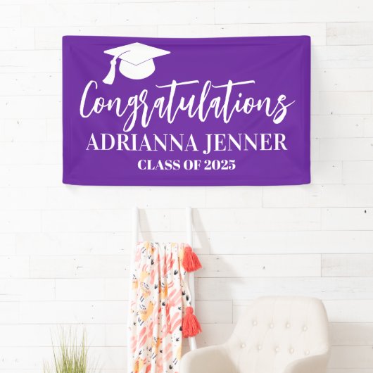 Gefeliciteerd Afstuderen Modern Script Paarse Spandoek (Insitu)