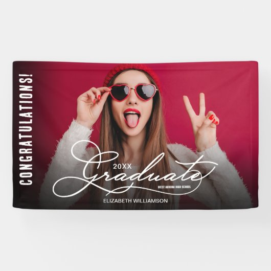 Gefeliciteerd Afstuderen moderne foto Spandoek (Horizontaal)