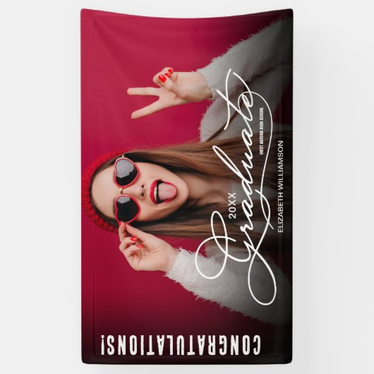 Gefeliciteerd Afstuderen moderne foto Spandoek (Verticaal)