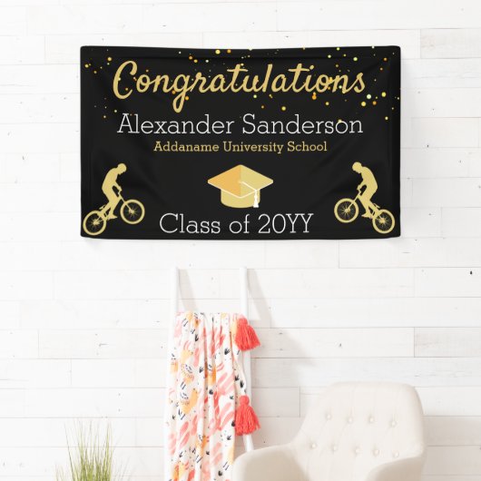 Gefeliciteerd Afstuderen mountainbiker Spandoek (Insitu)