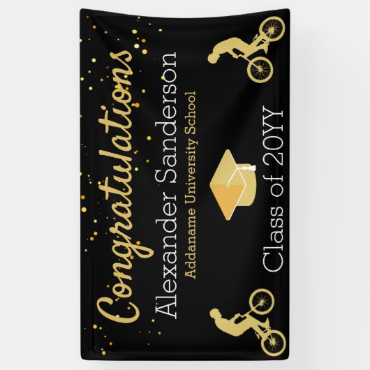 Gefeliciteerd Afstuderen mountainbiker Spandoek (Verticaal)