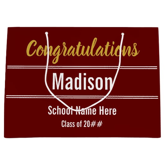 Gefeliciteerd Afstuderen naam Dark Red Afstuderen Groot Cadeauzakje (Voorkant)