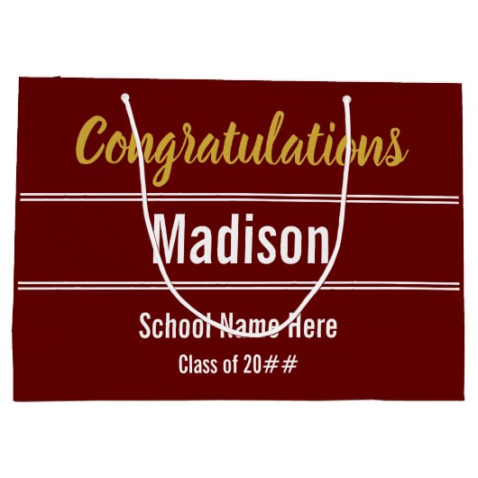 Gefeliciteerd Afstuderen naam Dark Red Afstuderen Groot Cadeauzakje (Achterkant)