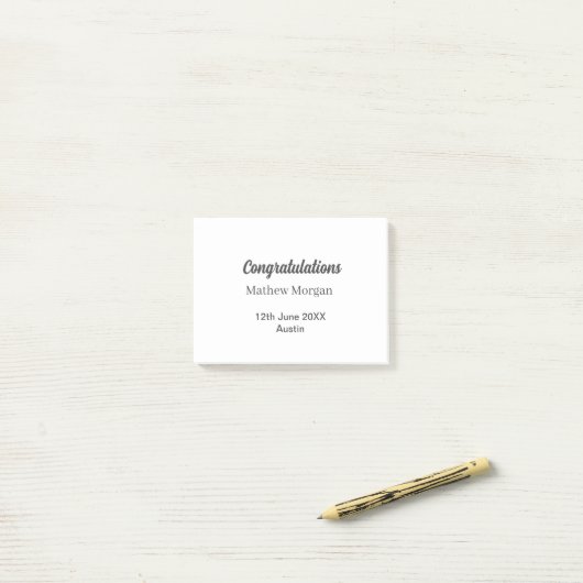 Gefeliciteerd afstuderen naam jaar klas post-it® notes (Op bureau)