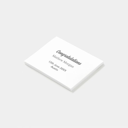Gefeliciteerd afstuderen naam jaar klas post-it® notes (Schuin)