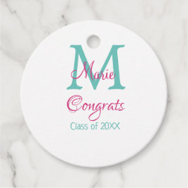 Gefeliciteerd afstuderen naam monogram groen roze  bedankjes labels