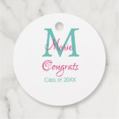 Gefeliciteerd afstuderen naam monogram groen roze  bedankjes labels (Achterkant)