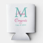 Gefeliciteerd afstuderen naam monogram groen roze  blikjeskoeler (Achterkant)