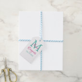 Gefeliciteerd afstuderen naam monogram groen roze  cadeaulabel (Met Touw)