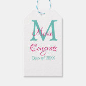 Gefeliciteerd afstuderen naam monogram groen roze  cadeaulabel (Voorkant)