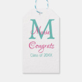 Gefeliciteerd afstuderen naam monogram groen roze  cadeaulabel (Achterkant)