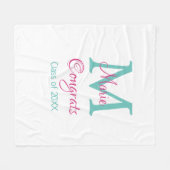 Gefeliciteerd afstuderen naam monogram groen roze  fleece deken (Voorkant (Horizontaal))