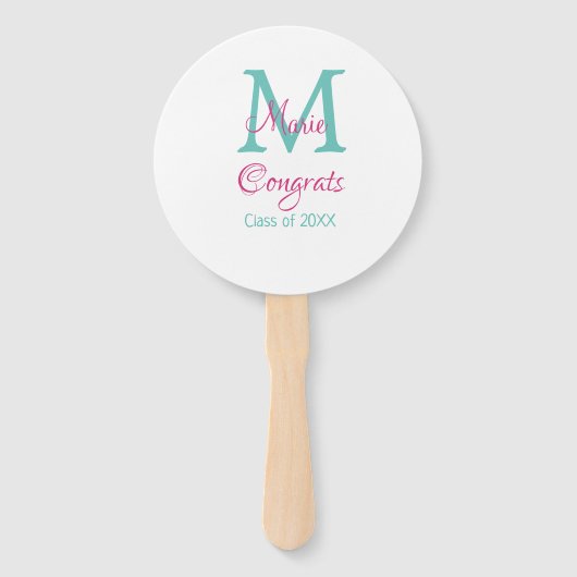 Gefeliciteerd afstuderen naam monogram groen roze  handwaaier (Voorkant)