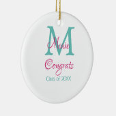 Gefeliciteerd afstuderen naam monogram groen roze  keramisch ornament (Rechts)