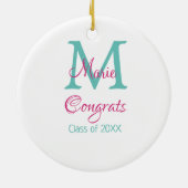 Gefeliciteerd afstuderen naam monogram groen roze  keramisch ornament (Achterkant)