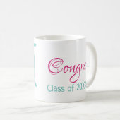 Gefeliciteerd afstuderen naam monogram groen roze  koffiemok (Voorkant rechts)