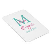 Gefeliciteerd afstuderen naam monogram groen roze  magneet (Rechterzijde)