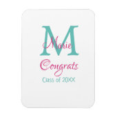 Gefeliciteerd afstuderen naam monogram groen roze  magneet (Verticaal)