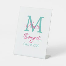 Gefeliciteerd afstuderen naam monogram groen roze 