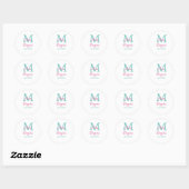 Gefeliciteerd afstuderen naam monogram groen roze  ronde sticker (Vel)
