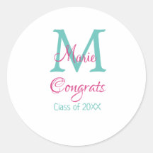 Gefeliciteerd afstuderen naam monogram groen roze 