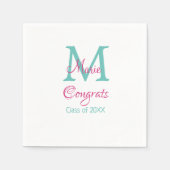 Gefeliciteerd afstuderen naam monogram groen roze  servet (Voorkant)