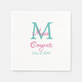 Gefeliciteerd afstuderen naam monogram groen roze  servet