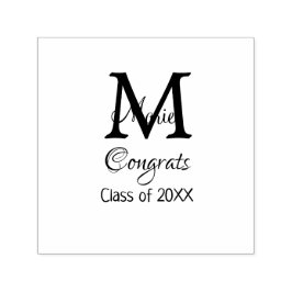 Gefeliciteerd afstuderen naam monogram groen roze   zelfinktende stempel