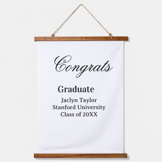 Gefeliciteerd afstuderen naam universiteit naam kl hangend wandkleed (Voorkant)