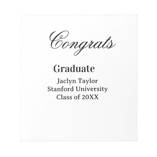 Gefeliciteerd afstuderen naam universiteit naam kl notitieblok (Voorkant)
