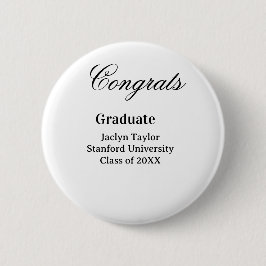 Gefeliciteerd afstuderen naam universiteit naam kl ronde button 5,7 cm