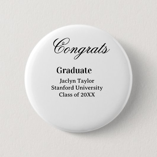 Gefeliciteerd afstuderen naam universiteit naam kl ronde button 5,7 cm (Voorkant)