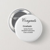 Gefeliciteerd afstuderen naam universiteit naam kl ronde button 5,7 cm (Voorkant /achterkant)
