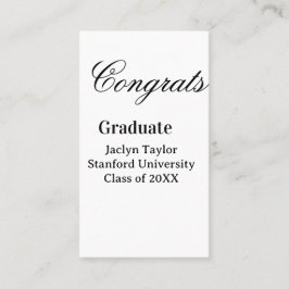Gefeliciteerd afstuderen naam universiteit naam kl visitekaartje
