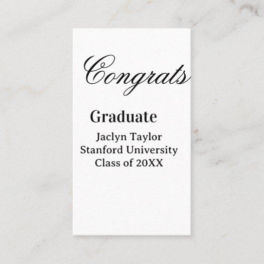 Gefeliciteerd afstuderen naam universiteit naam kl visitekaartje (Voorkant)