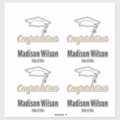 Gefeliciteerd Afstuderen Naam Zwart Wit en Goud Sticker (Vel)