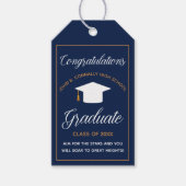 Gefeliciteerd Afstuderen Navy Blue Afstuderen Cadeaulabel (Voorkant)