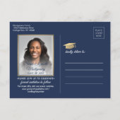 Gefeliciteerd Afstuderen Navy & Gold Save the Date Aankondigingskaart (Achterkant)