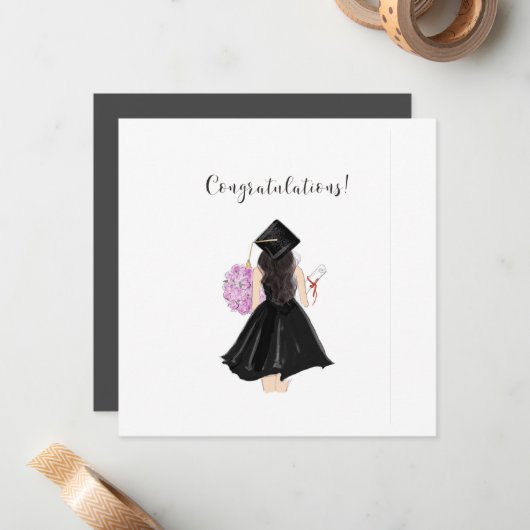 Gefeliciteerd, afstuderen notitiekaartje (Voorkant / Achterkant in situ)