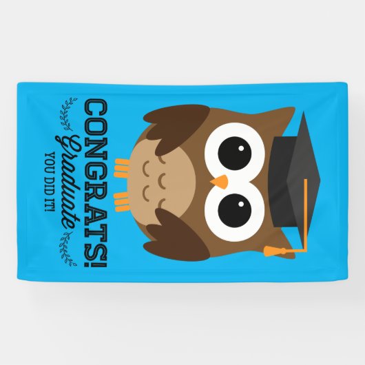 Gefeliciteerd Afstuderen | Owl in Pet Spandoek (Horizontaal)
